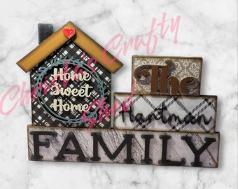 Personalized Wooden Family Sign: Home Sweet Home Mantle Decor