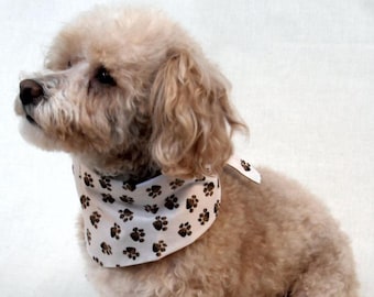 Cachecol para cachorro de estimação - Osso ou estampa de pata - Totalmente forrado
