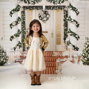 Christmas Entrance - Printed Photography Backdrop - Christmas Set Up - Holiday Door Backdrop - Christmas Portraits - Holiday Backdrops