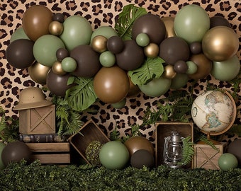 Jungle Safari Printed Photography Backdrop - Wild One Background - Animal Backdrops - Cake Smash Background - 1st Birthday Backdrop Leopard
