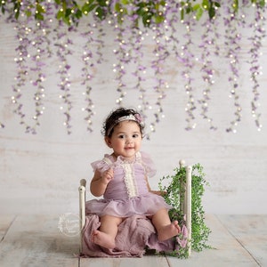 Weathered Garland - Printed Photography Backdrop - Floral Garland Backdrop - Fine Art Backdrop - Girl High Fashion - Cake Smash Backdrop