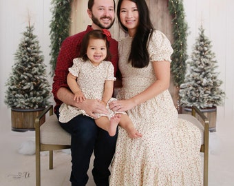 Christmas Barn Doors - Printed Photography Backdrop - White Christmas Backdrop -  Family Christmas Backdrop - Christmas Background - Holiday