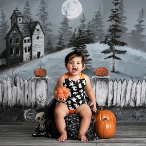 Halloween Welcome - Halloween Photography Backdrop - Printed Photography Prop - Halloween Backdrop - Spooky Backdrop - Halloween Party