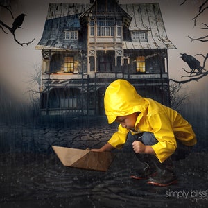 Mansion - Halloween Photography Backdrop - Printed Photography Prop - Halloween Backdrop - Spooky Backdrop - Halloween Party