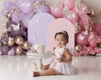 Spring Butterfies - Printed Photography Backdrop - Cake Smash Backdrops - Printed Balloon Arch - Butterfly Backdrop - 1st Birthday Smash