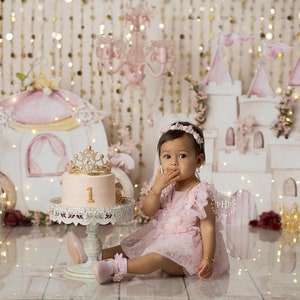 Pretty Princess - Printed Photography Backdrop - Cake Smash Backdrops - Printed Photo Backdrop - Princess Cake Smash Background