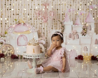 Pretty Princess - Printed Photography Backdrop - Cake Smash Backdrops - Printed Photo Backdrop - Princess Cake Smash Background