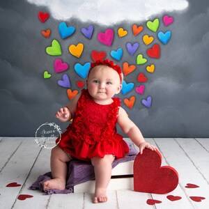 Heart Shower - Printed Photography Backdrop - Valentine&#39;s Day Backdrop - Valentines Backdrop - Valentine&#39;s Day Background - Valentines Day