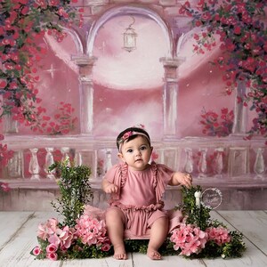 Valentine Balcony - Printed Photography Backdrop - Valentine&#39;s Day Background - Valentines Day Backdrop - Valentine&#39;s Day Princess Portraits