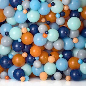 Cole Balloon Wall - Printed Photography Backdrop - Boys First Birthday Background - Cake Smash Balloon Wall - Portrait Photography Prop