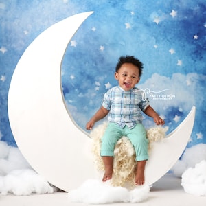 Dusk - Printed Photography Backdrop - Night Star Background - Space Night Backdrop - Twinkle Little Star Backdrop - Gender Neutral Backdrop