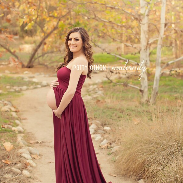 Vivian Maternity Gown -  Maternity Dress in Wine