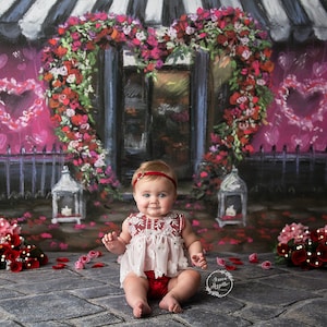 Valentine Florist - Printed Photography Backdrop - Valentine&#39;s Day Background - Valentines Day Backdrop - Valentine&#39;s Day Backdrop