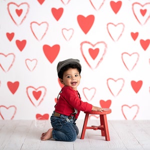 Red Hearts - Printed Photography Backdrops - Valentine&#39;s Day Background - Valentines Day Backdrop - Valentines Day Backdrops