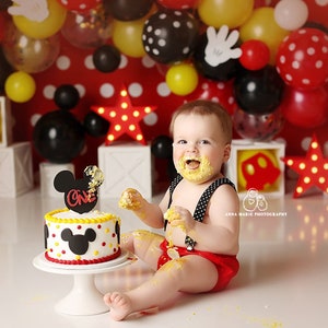 Mouse Party - Printed Photography Backdrop - Mickey Backdrop - Cake Smash Backdrop - Mickey Mouse Party Backdrop - Gender Neutral Cake Smash