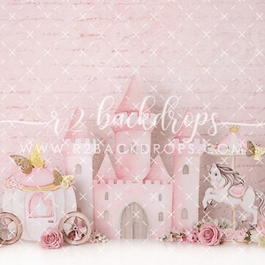 Pink Fairytale - Printed Photography Backdrop - Cake Smash Backdrops - Printed Photo Backdrop - Princess Cake Smash Background