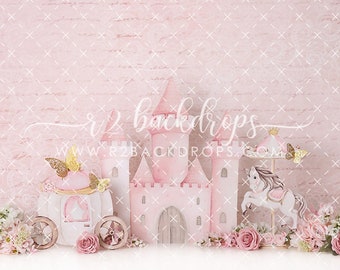 Pink Fairytale - Printed Photography Backdrop - Cake Smash Backdrops - Printed Photo Backdrop - Princess Cake Smash Background