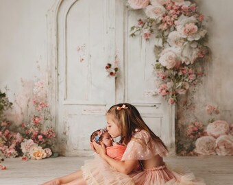 Layla - Printed Photography Backdrop - Cake Smash Backdrops - Printed Floral Wall Arch - Floral Door Backdrop - Floral Garland Background