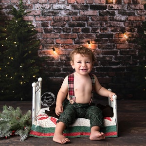 Christmas Brick - Printed Photography Backdrop - Christmas Backdrop - Christmas Photography Backdrop - Brick Backdrop - Holiday Backdrop