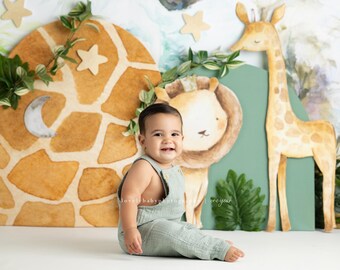 Sweet Jungle Safari Photography Backdrop - Wild One First Birthday - Wild One Cake Smash - Boy Cake Smash - 1st Birthday Cake Smash Backdrop