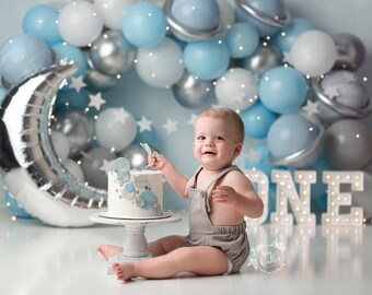 Fotohintergrund Für 1. Geburtstag – 240x180 Cm Cake Smash Dekoration Mit Banner & Ballons Für Babyfotos