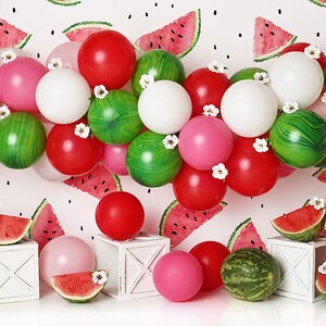 Watermelon Party - Printed Photography Backdrop - Watermelon Birthday Backdrop - Cake Smash Background - Balloon Arch Backdrop - Summer Drop