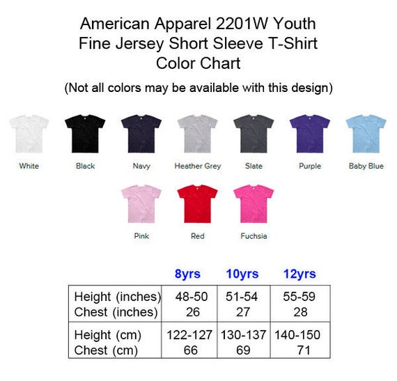 American Apparel Youth Size Chart