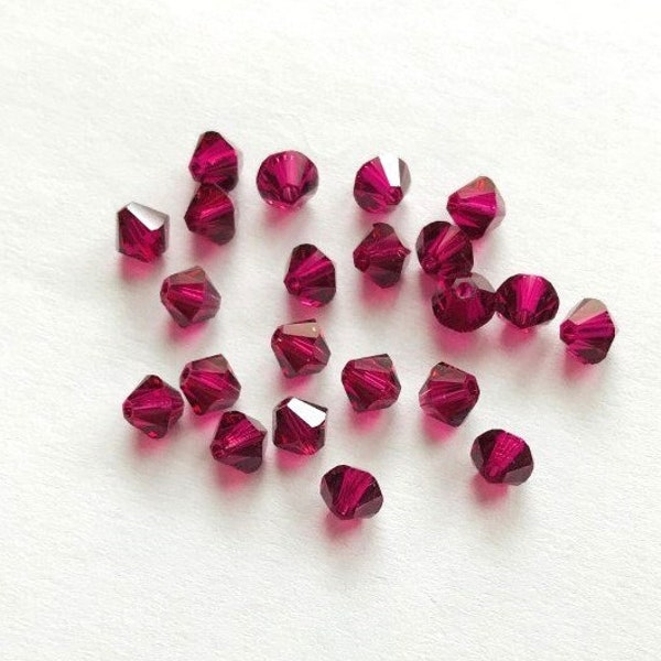 Ruby Swarovski 5328 XILION 4mm (22 pieces)  Crystal Bicone Beads, Close Out Sale, Destash, Bead, DIY, Jewelry Making, Craft Supplies