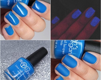 MATTE Neon Blue Nail Polish - Glow-in-the-Dark - Vegan - Neon Nail Polish - Glow Nail Polish - Brilliant - Nails - Nail Art Designs