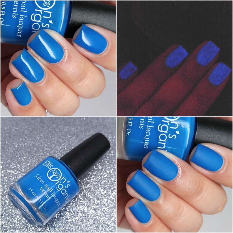 Matte Neon Blue Nail Polish Glow In The Dark Vegan Neon Etsy