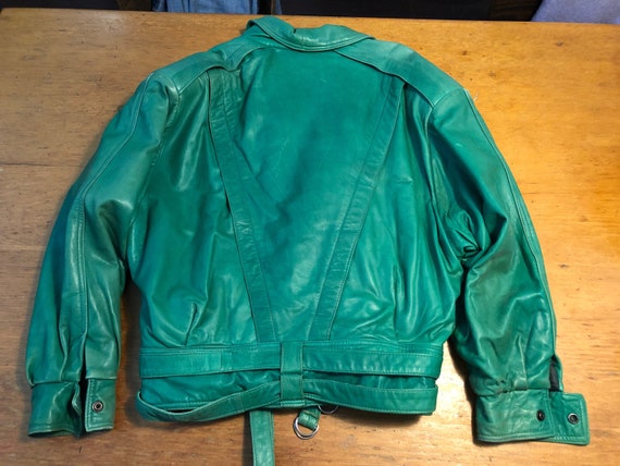 Amazing 1980s Vintage Soft Green Leather Jacket A… - image 2