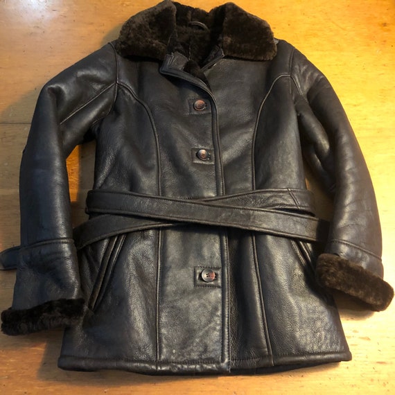 Beautiful Vintage Shearling Leather Jacket with Be