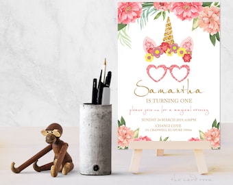 Floral Unicorn Party Invitation Card | Printables