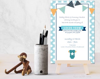 Blue Bunting | Rompers | Party Invitation | Printables