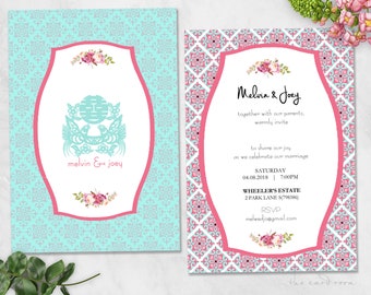 Printable Wedding Invitation | Peranakan | Patterns | Double Happiness