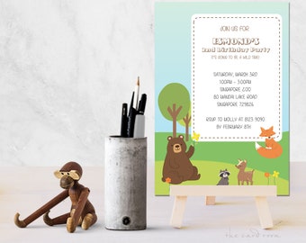 Woodland Animals Theme Birthday Invitation Card | Printables