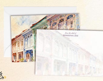 Personalized Peranakan Houses Flat Notes | Heritage-Inspired Custom Stationery