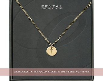 Dainty Initial Necklace, Sterling Silver or 14k Gold Filled, Custom Pendant
