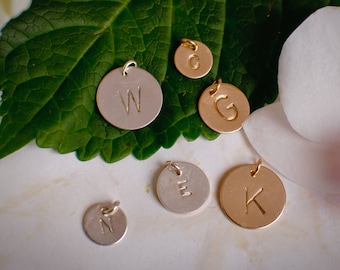 Extra Initial, Small 10mm Medium 12.7mm or Large 15.9mm Sterling Silver or Gold Filled Charm, Add Custom Initial to Necklace, Add-On Charms