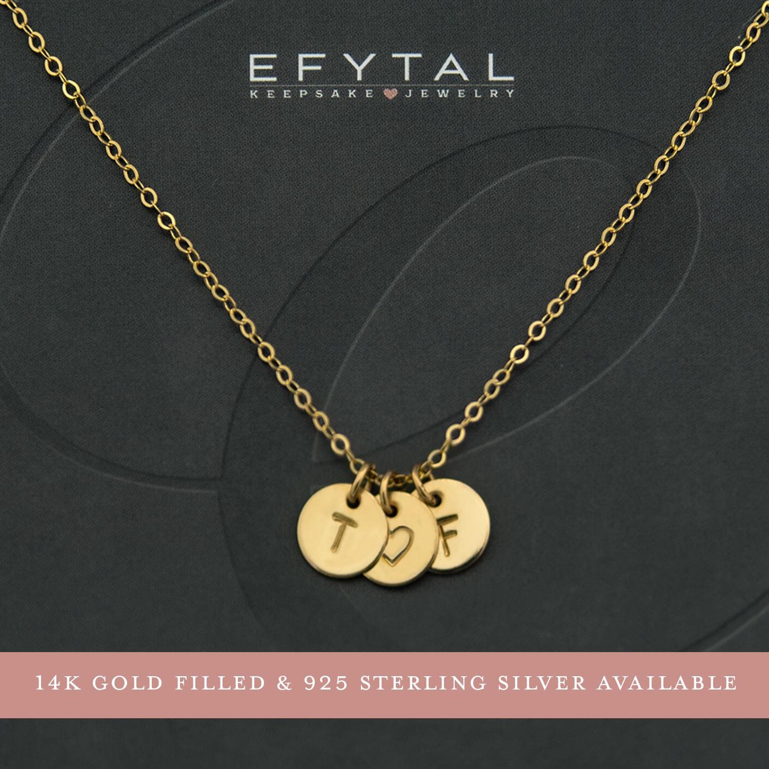 EFYTAL Tiny Initial Charm - 10mm Sterling Silver Or Gold Filled, Add-On Disc For Necklaces Or Bracelets, Custom Letter Or Symbol - View #4