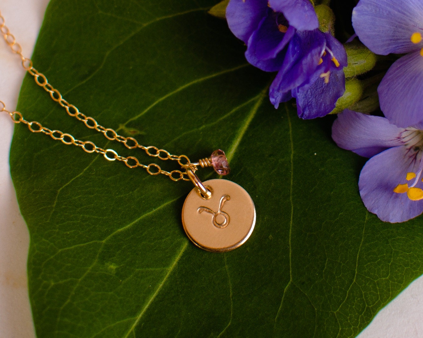 Taurus Necklace small gold Taurus Zodiac Pendant on 14k Gold Etsy