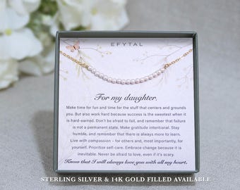 Birthday Necklace for Daughter from Mom, Dainty Pearl Necklace, Mother Daughter Gift, Father Daughter Gift, Graduation Gift for Daughter 653