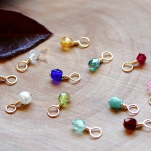 Birthstone Charms for Necklace, Tiny Add-On Birth Month Charm, Sterling Silver or Gold Filled Custom Birthstone, No Chain Included