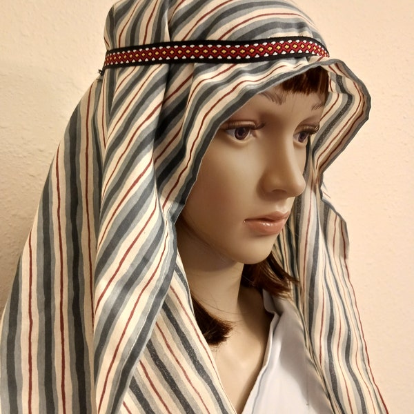 Nativity Shepherd headdress head shepherd scarf  stripes maroon green