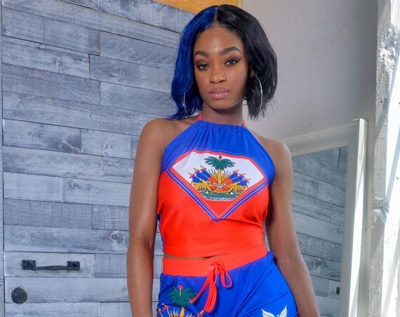Haiti Flag Set (Crop Top/ Shorts)