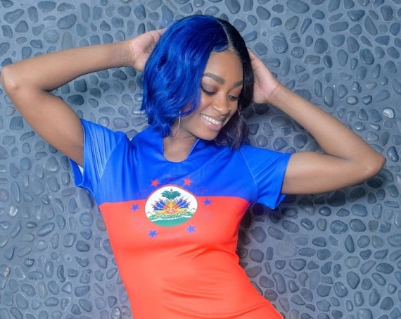 Haiti Flag Shirt Dress