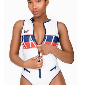 White Haitian Flag Bathing Suit