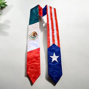 Mix Mexico and Puerto Rico flag graduation stoles/sash
