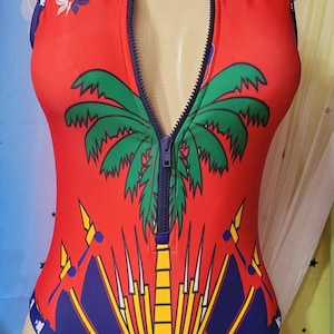Red Haiti Flag Bathing Suit