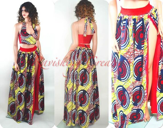 African Print Maxi Dress Ankara Maxi Print African Long Two Piece Halter Dress